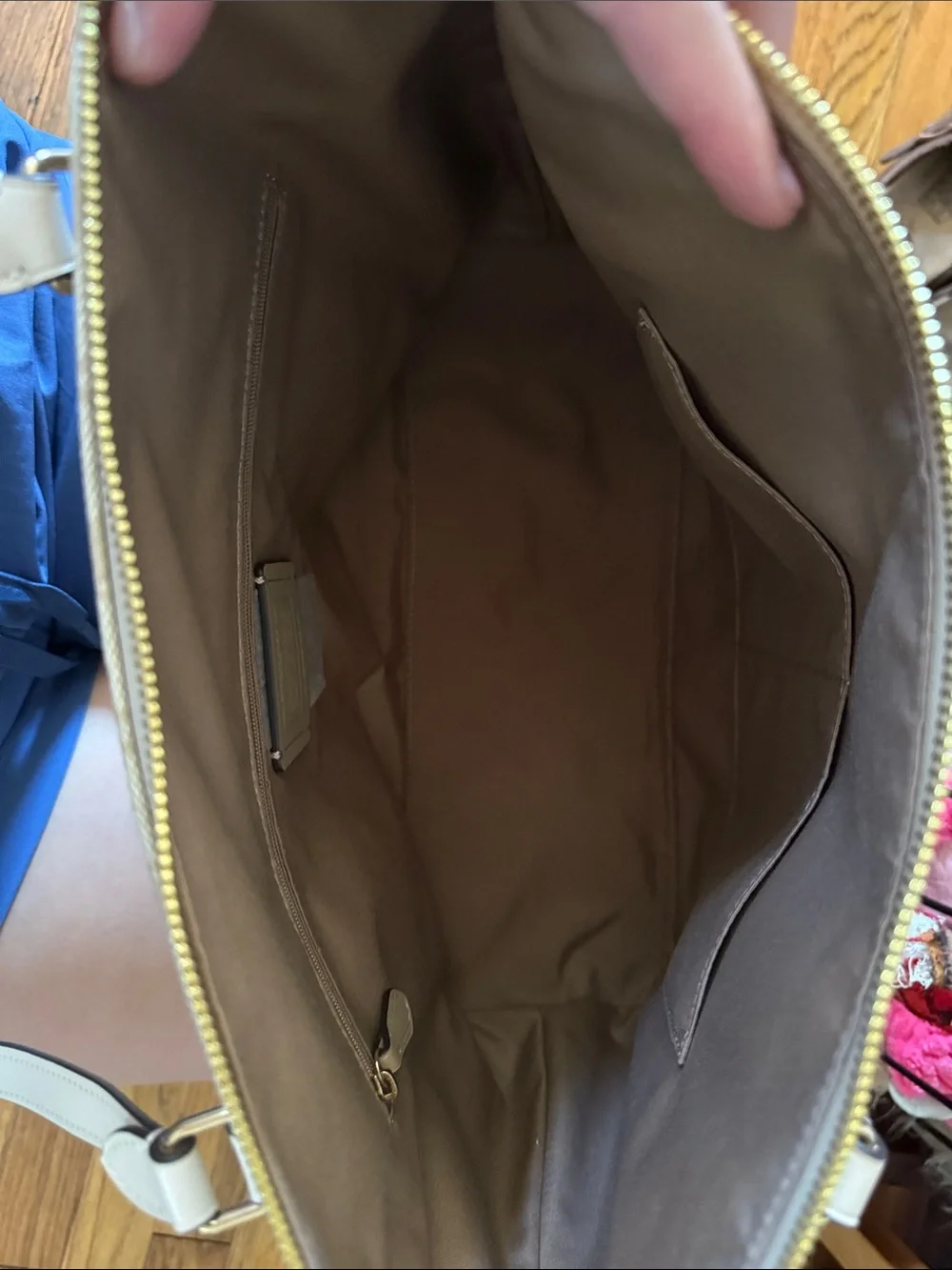 Coach Beige Chalk Signature Canvas Tote with Leather Trim